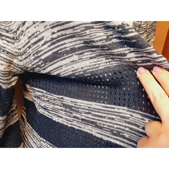 belldini crochet Cardigan Open Front Large Blue Gray STRETCH Breathable - Picture 4 of 6